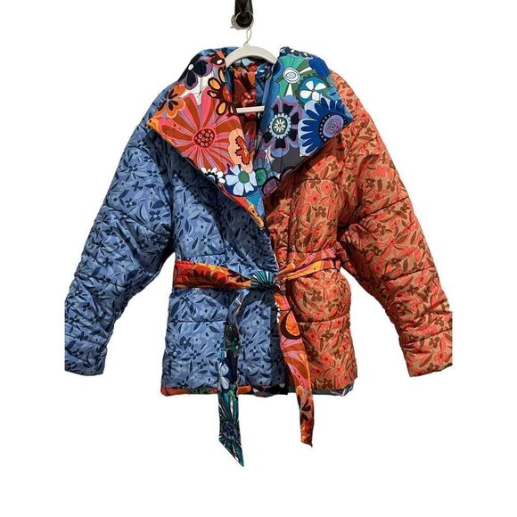 CeliaB Snowdon Quilted Tie Belt Floral Reversible Coat Multicolor Women's Medium - Picture 6 of 14